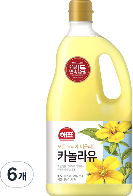 해표 카놀라유, 1.5L, 6개