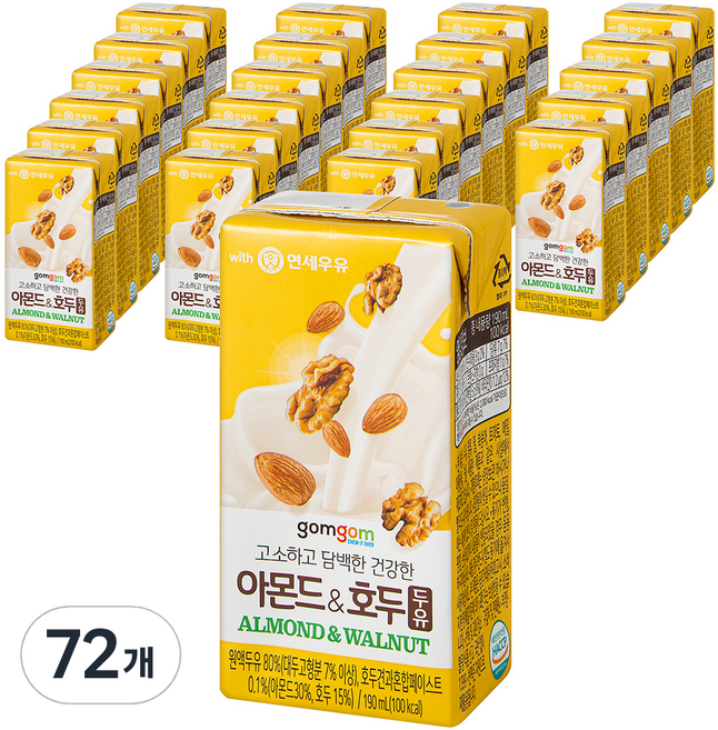 곰곰 아몬드와 호두 두유, 190ml, 72개