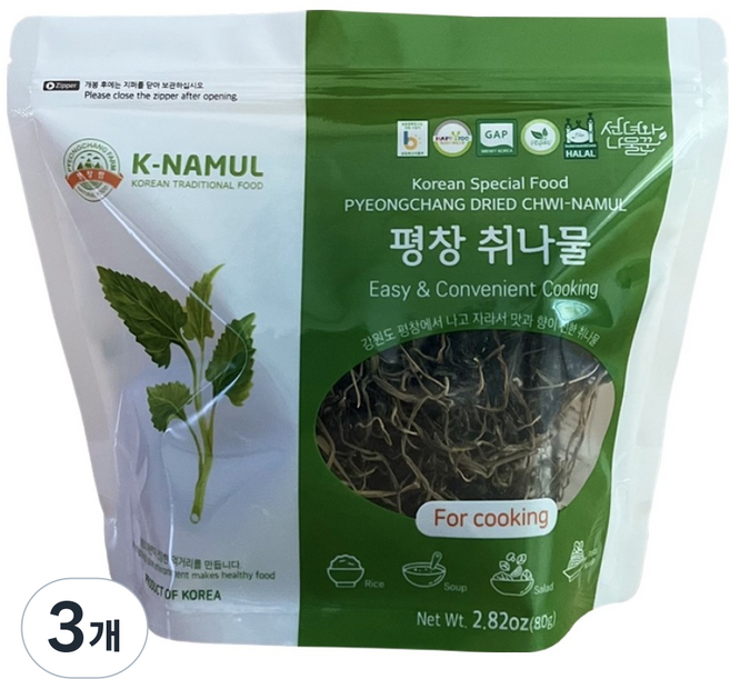 선녀와나물꾼 평창 취나물, 3개, 80g
