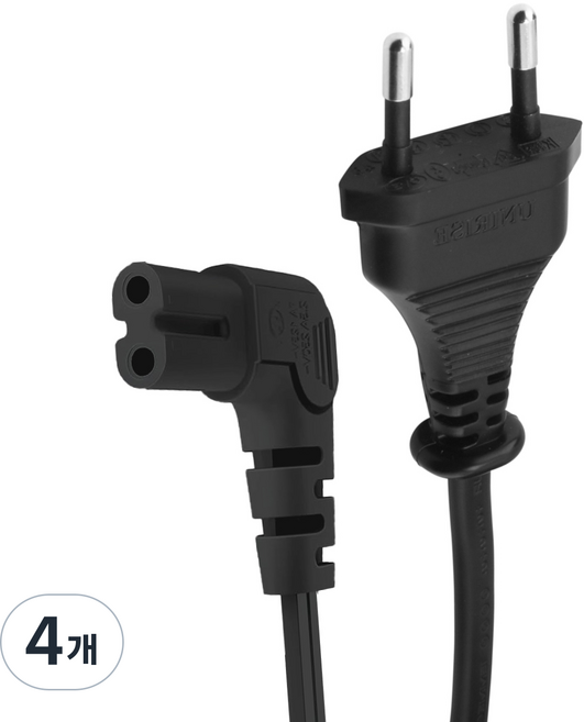 그리디파머스 2구 8자 AC 꺽임 모니터 파워 케이블 블랙, 3m, 4개