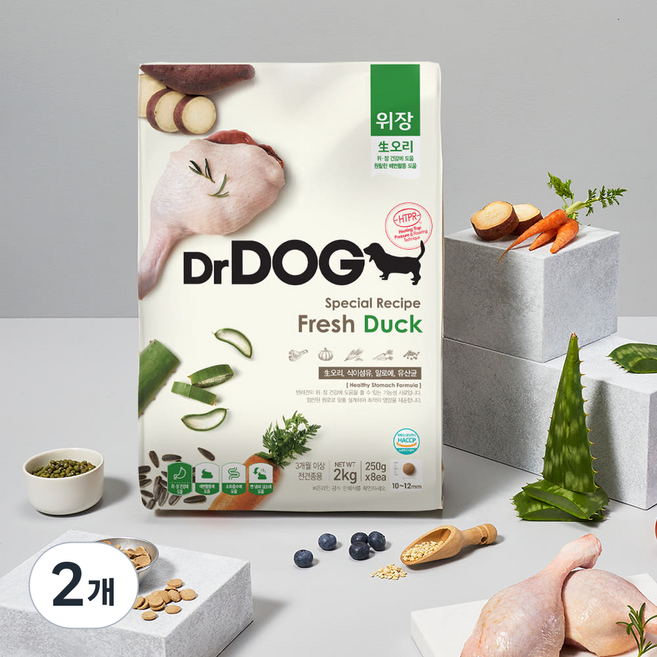 닥터독 강아지 기능성 사료, 위, 2kg, 2개