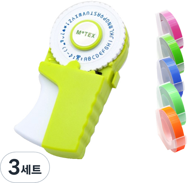 모텍스 라벨 메이커 또각이 E-303 + 리필 테이프 B세트, 라임, 3세트
