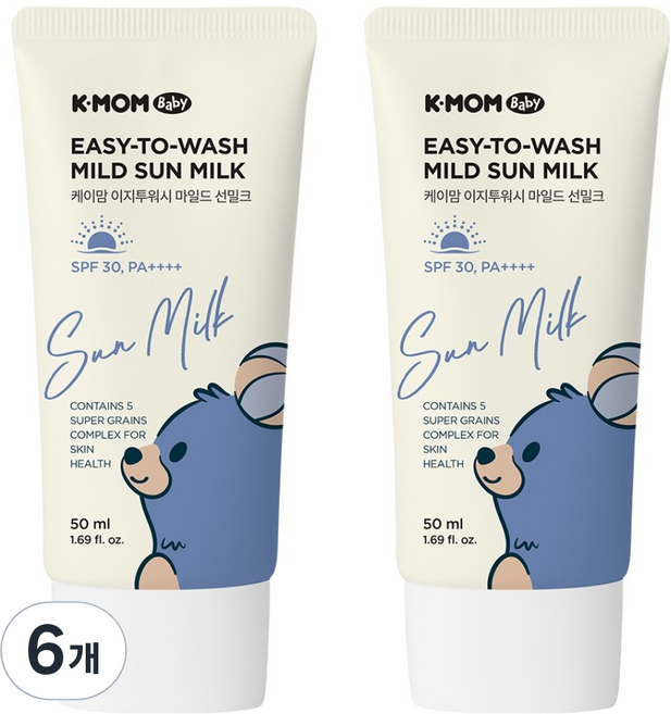 케이맘 이지투워시 마일드 선밀크 SPF30 PA++++, 50ml, 6개