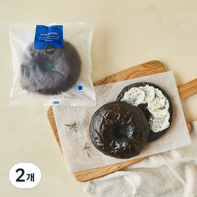 도제식빵 먹물치즈 베이글, 100g, 2개, 1개입