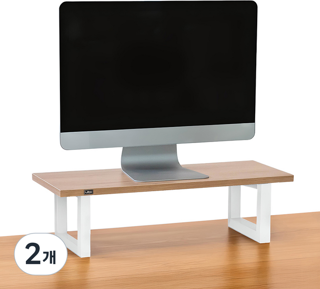 레토 높이 15cm 우드 메탈 모니터 받침대 LMS-PB10, 우드그레인, 2개