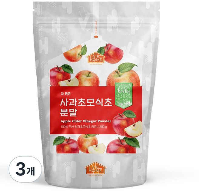 건강한우리집비옴 잘 만든 사과초모식초 분말, 3개, 300g