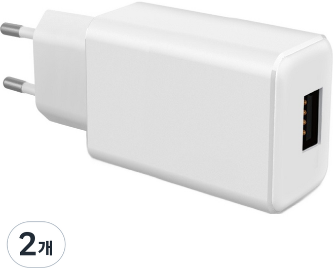 유엠투 5V 1A USB 1포트 가정용 충전기 어댑터, 2개, 화이트