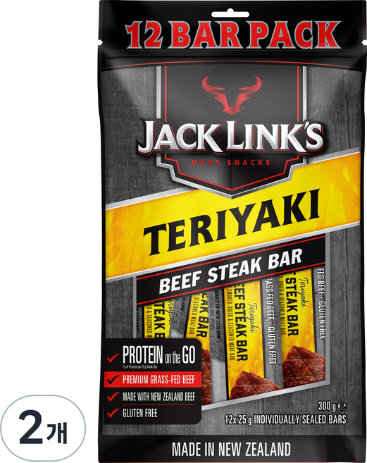 잭링크스 비프 스테이크바 데리야키 육포, 300g, 2개