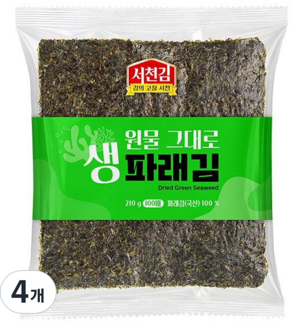 서천김 국내산 원물 그대로 생파래김 100p, 4개, 210g