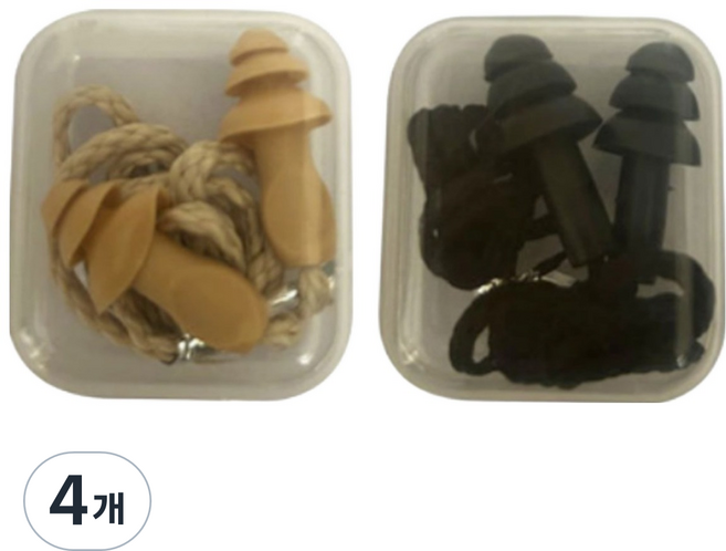 목걸이형 소음 방지 귀마개 + 케이스 세트, 4개