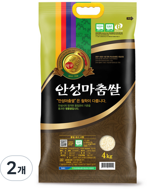 안성마춤농협 2026년산 햅쌀 고시히카리 특등급, 4kg, 2개