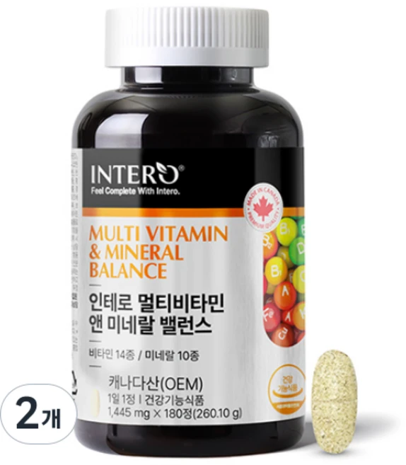 인테로 멀티비타민 앤 미네랄 밸런스, 180정, 2개 - 쿠팡