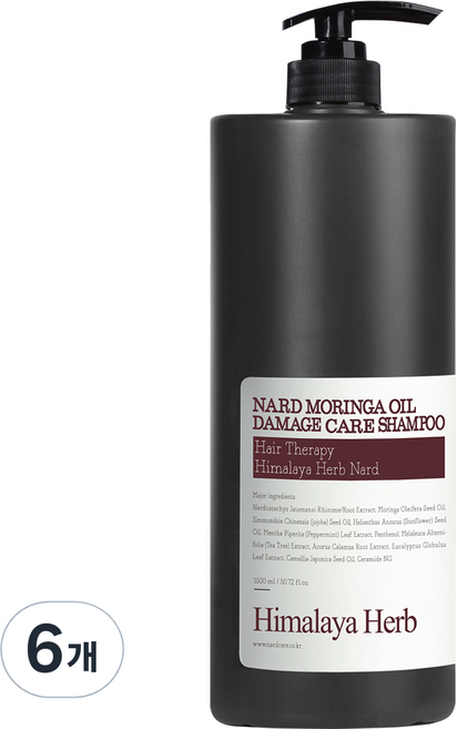 부케가르니 나드 모링가 오일 데미지 케어 샴푸, 1.5L, 6개