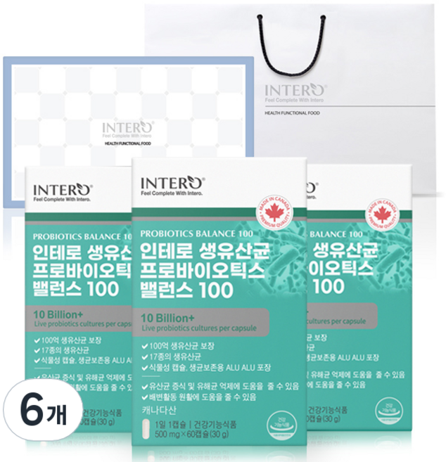 인테로 생유산균 프로바이오틱스 밸런스 100 선물세트 + 쇼핑백, 60정, 2개