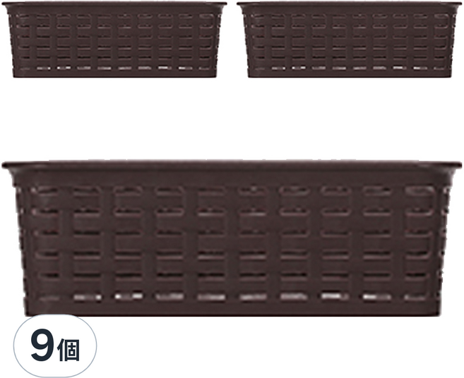 KEYWAY 聯府 藤藝100收納籃, 深棕色, 9個