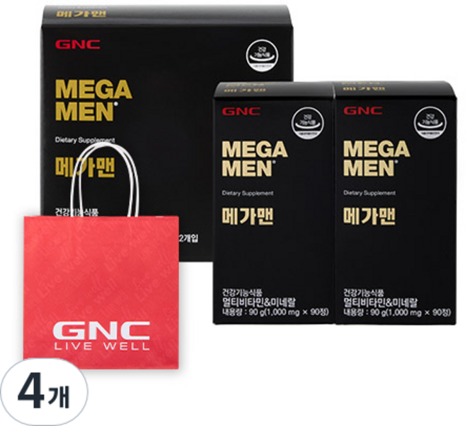 GNC 메가맨 멀티비타민&미네랄 선물세트, 4개, 90정