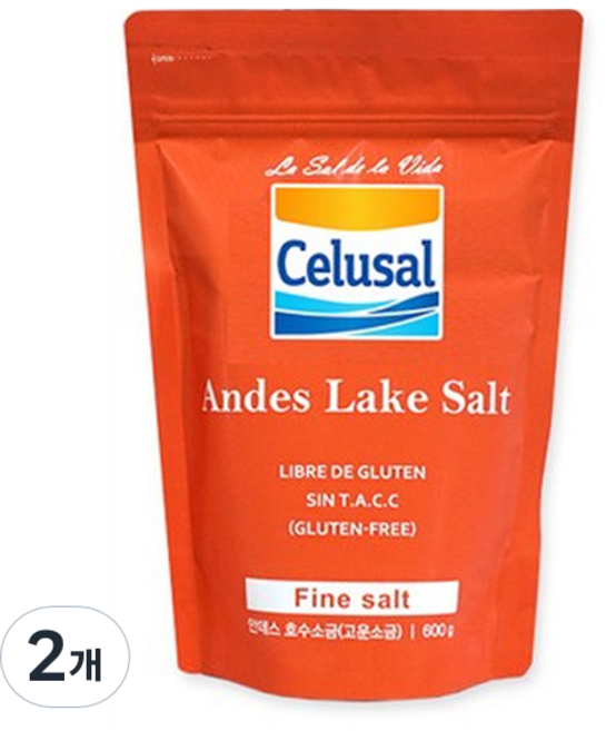 셀루살 안데스 호수 고운소금, 600g, 2개