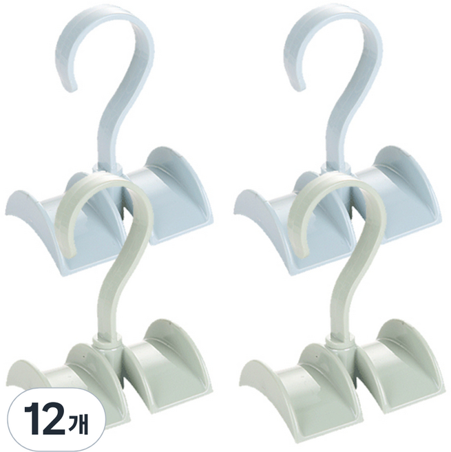 리버그린 회전식 다용도 가방정리걸이, 블루 + 그린, 12개