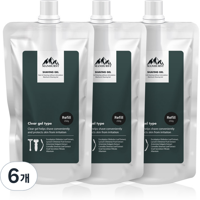 맨허스트 쉐이빙젤 리필, 250g, 6개