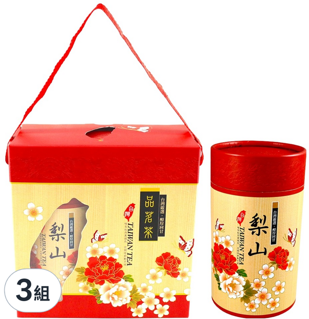 龍源茶品 鑫龍源 國色天香富貴牡丹梨山高冷茶葉禮盒, 茶葉 2罐, 3組