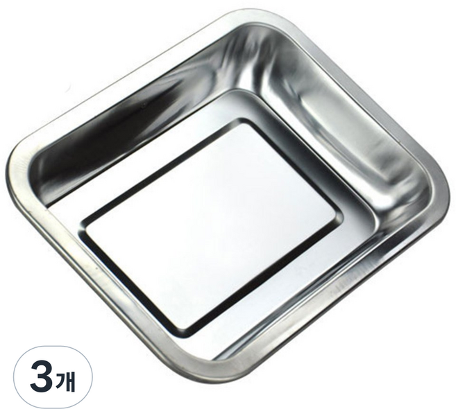 블럭마트 사각 스테인레스 쟁반, 3개