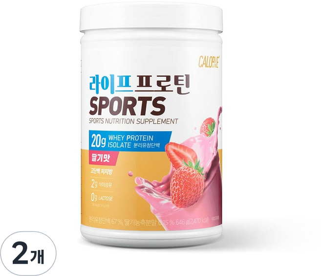 칼로바이 라이프 프로틴 스포츠 딸기맛, 646g, 2개