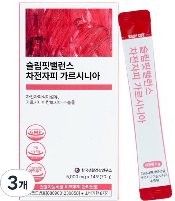 koreasaenghwalgeongangyeonguso Slim Fit Balance車前子殼&藤黃果&膳食纖維美體粉末隨身包 14條, 70g, 3盒