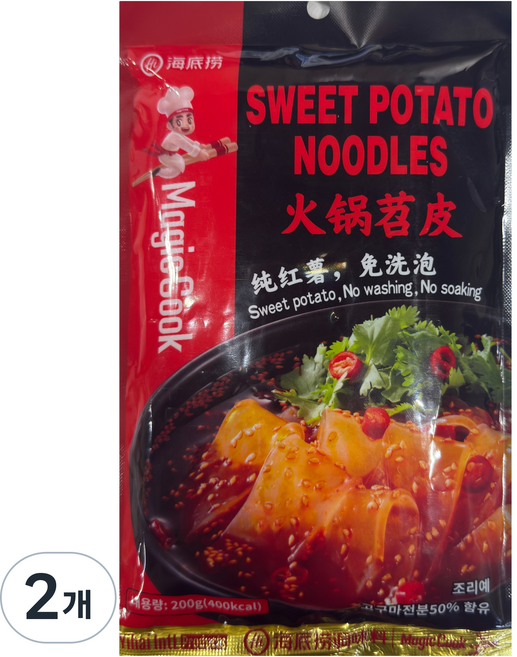 하이디라오 고구마 넓적 당면, 200g, 2개