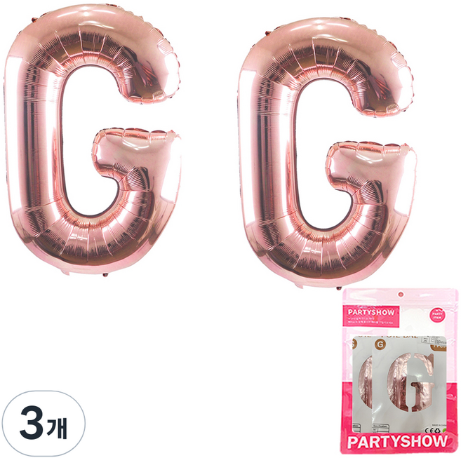 파티쇼 알파벳 은박 풍선 대 2p, 로즈골드(G), 3개
