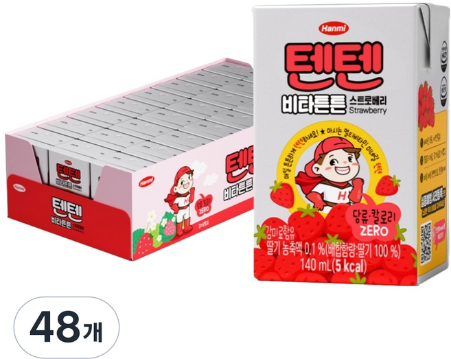 텐텐 비타튼튼 음료 스트로베리, 48개, 140ml