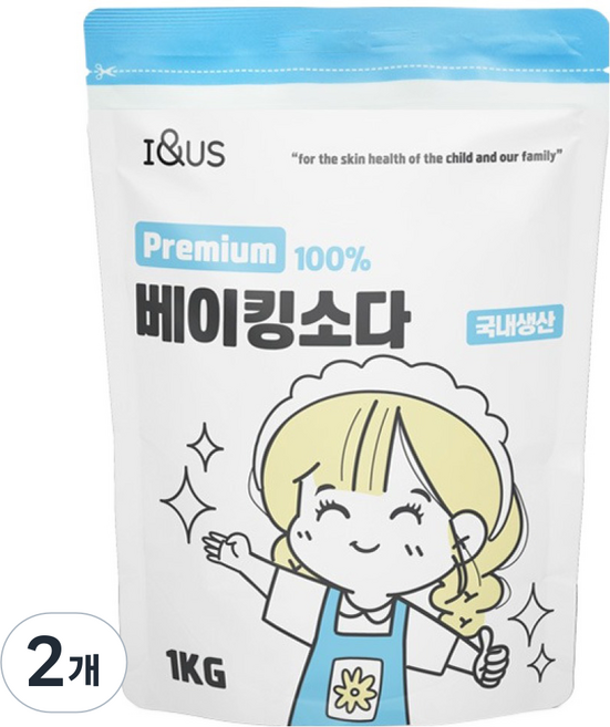아이앤어스 국내산 프리미엄 베이킹소다, 2개, 1kg