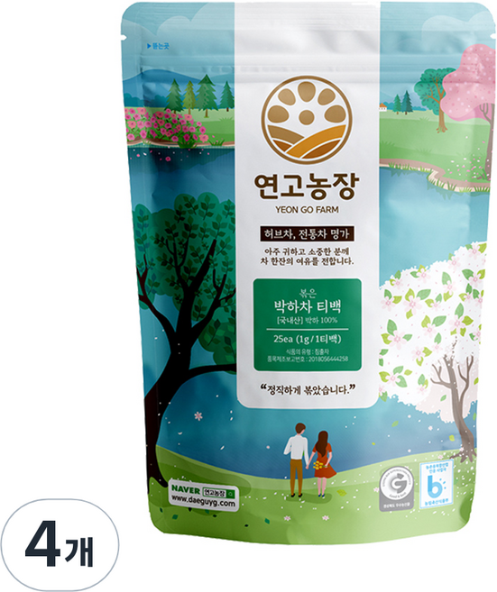 연고농장 볶은 박하차 티백, 1g, 25개입, 4개