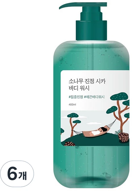 라운드랩 소나무 진정 시카 바디 워시, 400ml, 6개 - 쿠팡