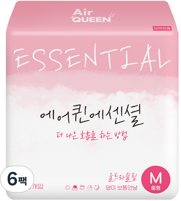 에어퀸 에센셜 울트라슬림, 중형, 18개입, 6개