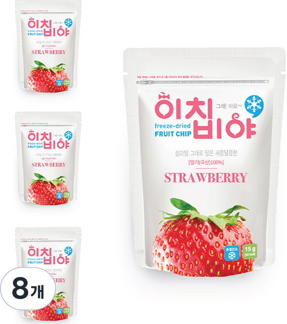 이치비야 동결건조 과일칩 딸기, 15g, 8개