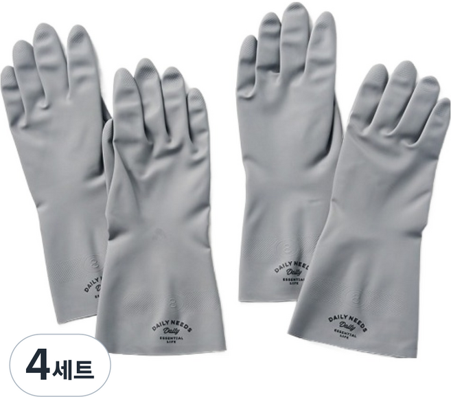 모던하우스 잘 찢어지지 않는 니트릴 고무장갑 양손착용 세트, 그레이, 중(M), 4세트