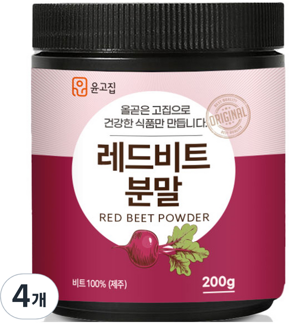 윤고집 레드비트 분말, 200g, 4개