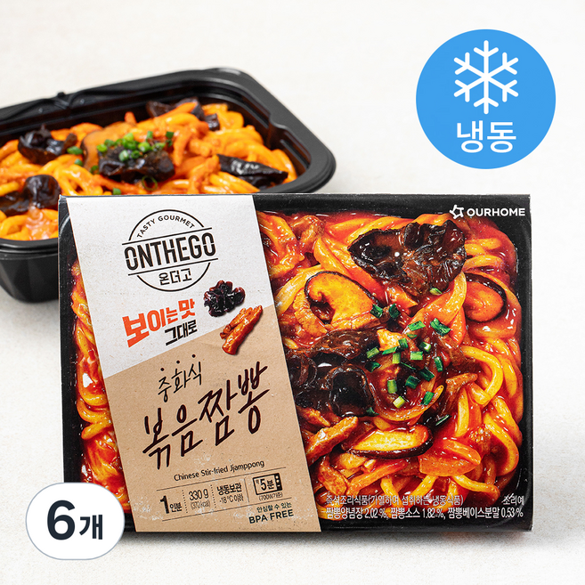 아워홈 온더고 중화식 볶음짬뽕 (냉동), 330g, 6개