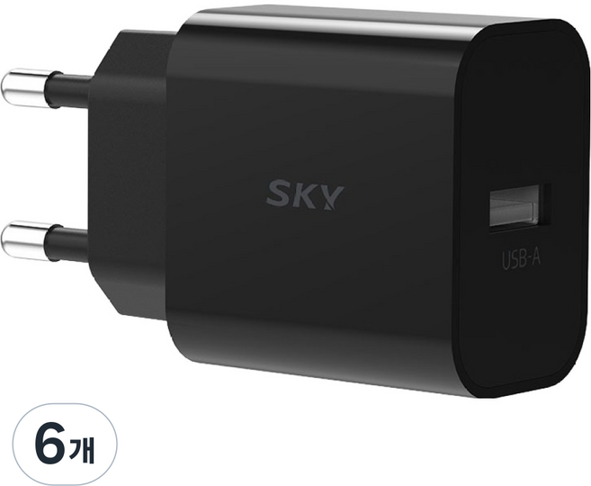 SKY Feel Q1A QC3.0 18W USB 高速充電器, 黑色, 6個
