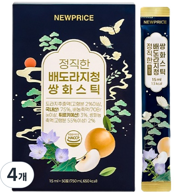 뉴프라이스 정직한 배도라지청 쌍화스틱, 15ml, 50개입, 4개