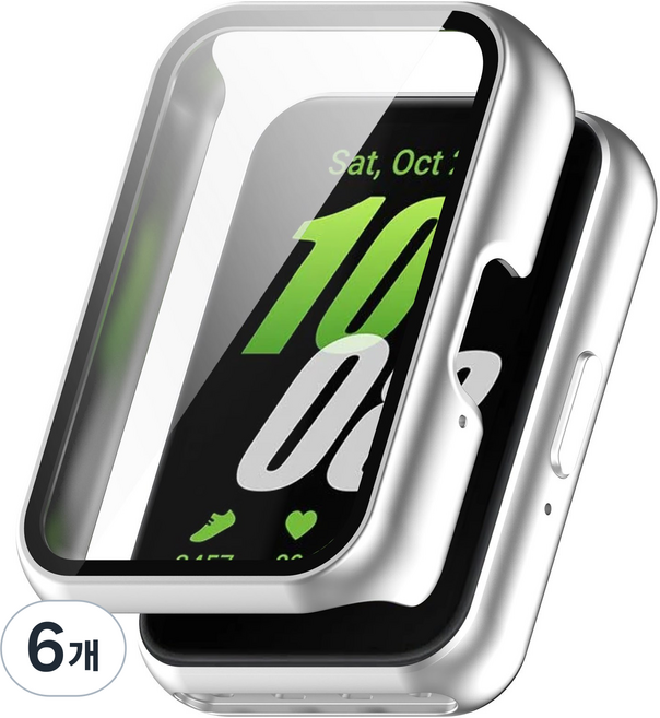 루아러블 갤럭시 핏3 액정보호 강화유리 필름 풀커버 케이스, 실버, 6개