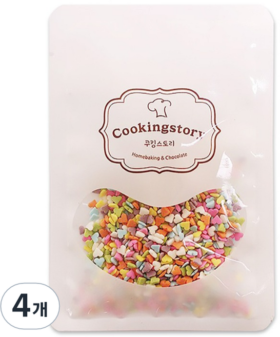 쿠킹스토리 파스텔 미니하트 셰이프 스프링클, 4개, 15g
