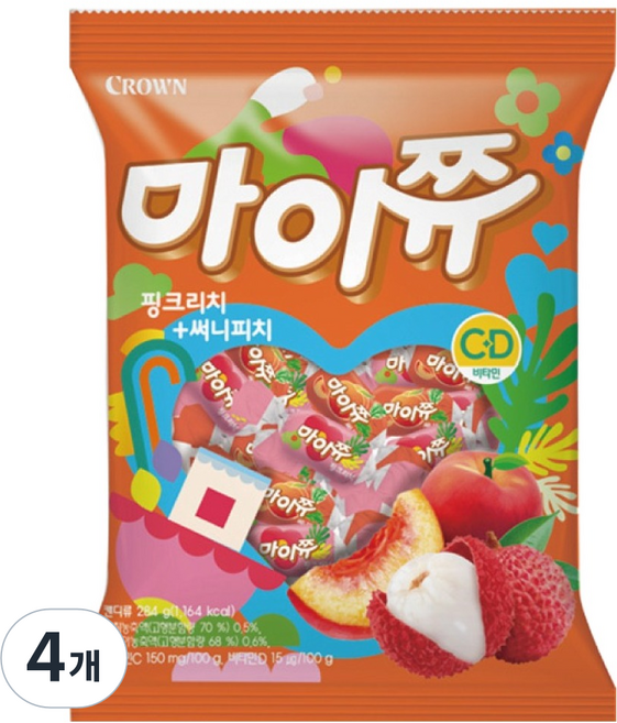 CROWN 皇冠 Mychew 香濃水蜜桃麻花, 100g, 4個