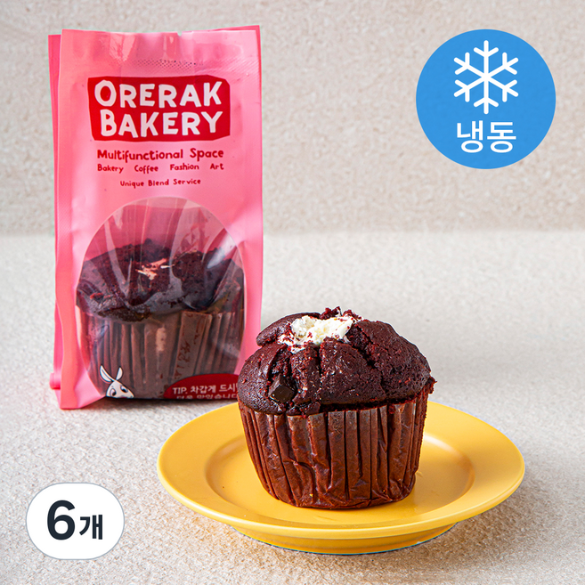 오르랔베이커리 레드벨벳 크림머핀 (냉동), 110g, 6개