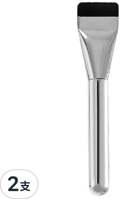 小麥購物 超薄型絲滑粉底刷 平頭 17g, 2支, 銀色