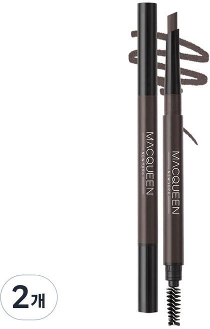 맥퀸뉴욕 마이 스트롱 오토 아이브로우 펜슬 하드파우더 0.35g, 그레이브라운, 2개