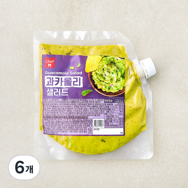 쉐프엠 과카몰리 샐러드, 500g, 6개