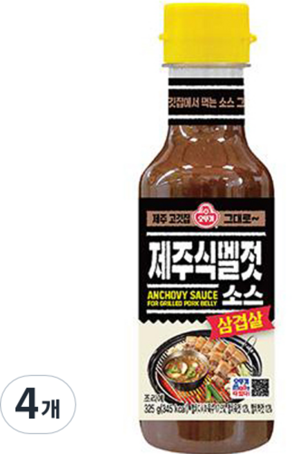 오뚜기 삼겹살 제주식 멜젓소스, 325g, 4개