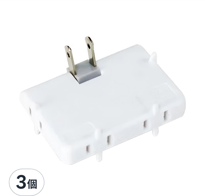 POLYWELL 寶利威爾 可轉向4座3面插頭轉接頭 PW15-T05-A026, 白色, 3個
