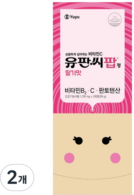 유판씨 유유제약 유판씨팝 딸기맛 비타민 204g, 2개, 120정